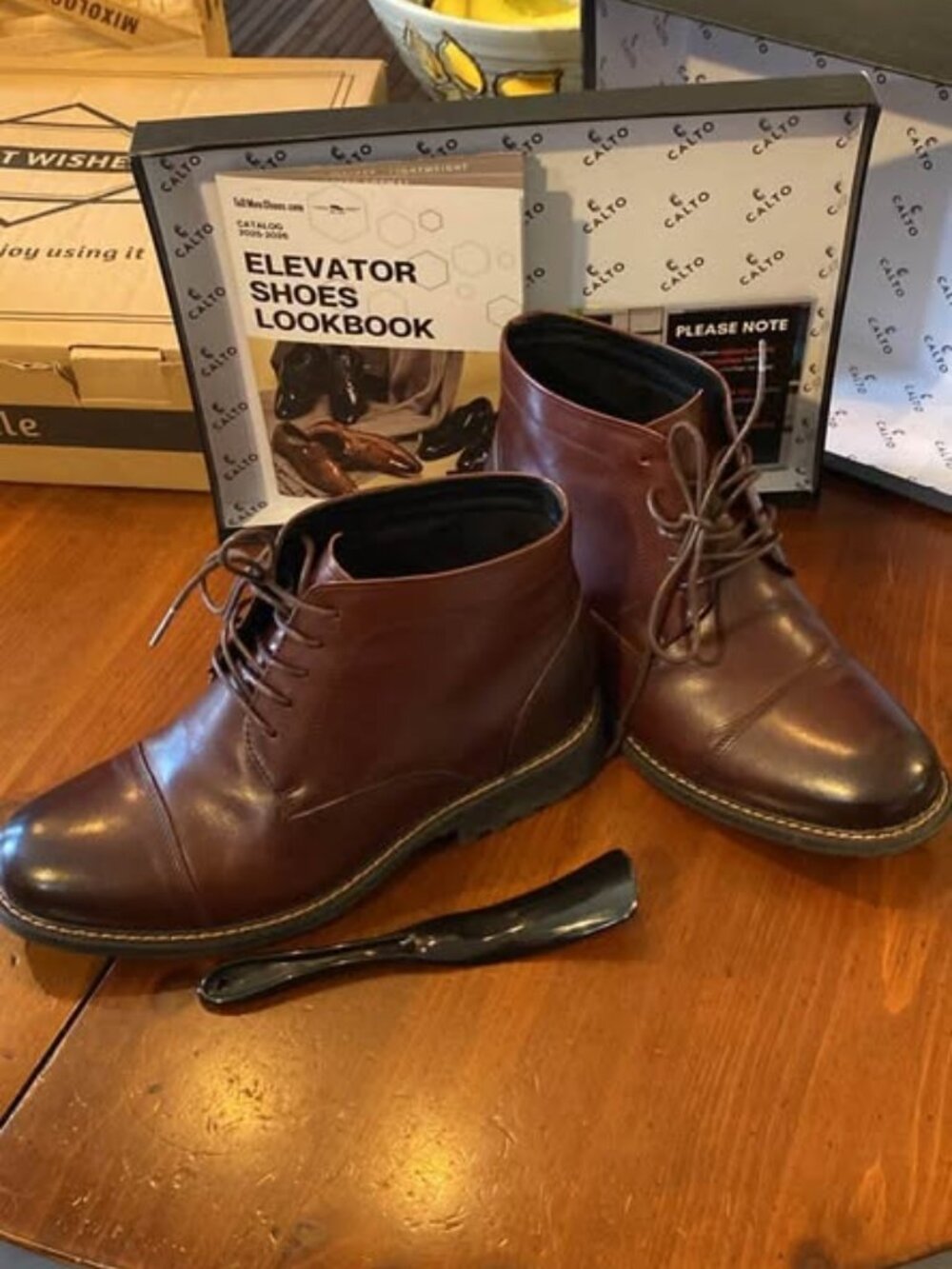 CALTO Men's Invisible Height Increasing Elevator Boots, 9.5